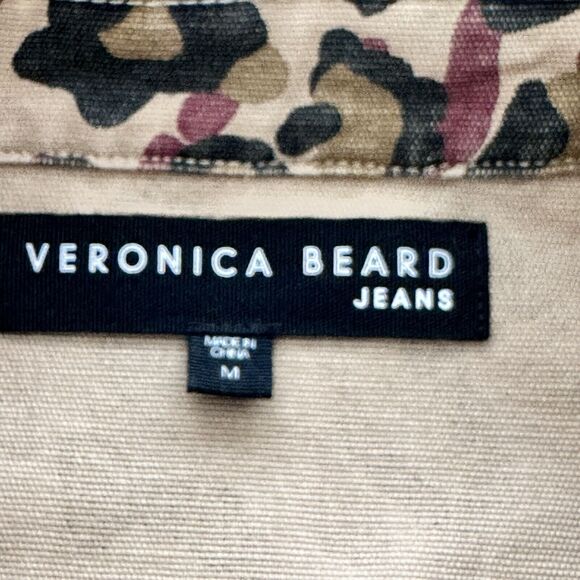 VERONICA BEARD M Mercer Leopard Print Beige Khaki Button Jacket - Picture 5 of 14